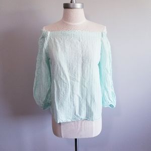 MASSIMO DUTTI OFF THE SHOULDER 3/4 SLEEVE SHIRT